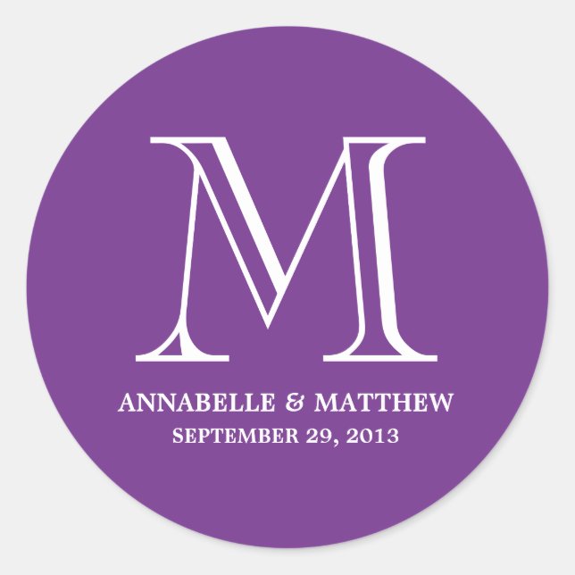 Formal Monogram Wedding Favour Label (Front)