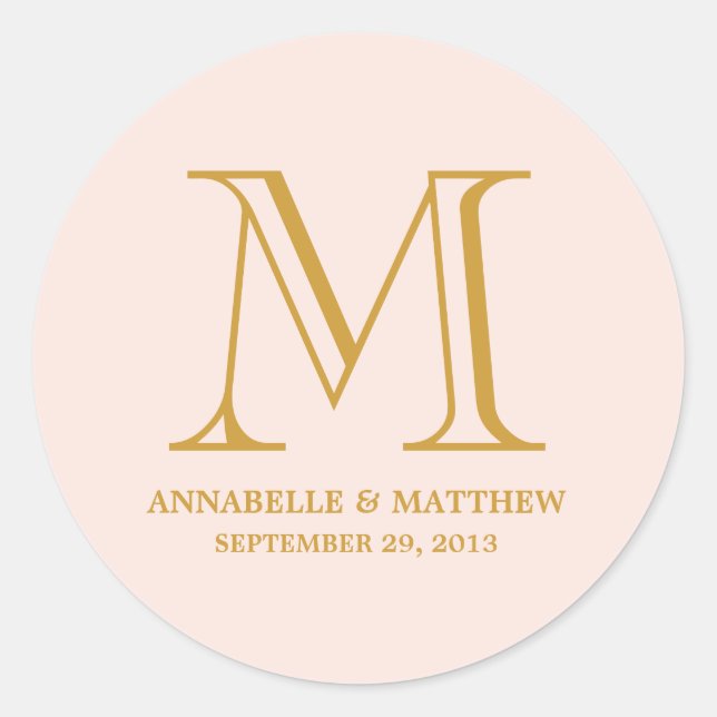 Formal Monogram Wedding Favour Label (Front)