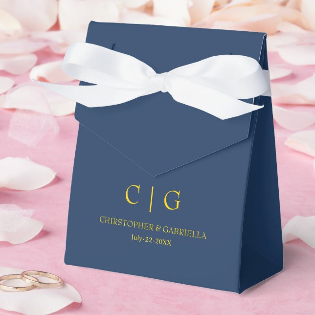 Formal Navy and Gold Simple Wedding Favour Box (Wedding)