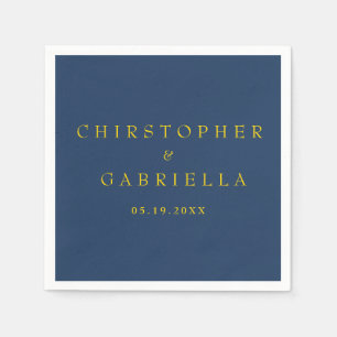 Formal Navy and Gold Simple Wedding Napkin