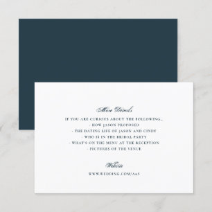Formal Navy Blue Calligraphy Elegant Wedding Enclosure Card