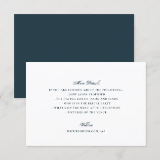 Formal Navy Blue Calligraphy Elegant Wedding Enclosure Card