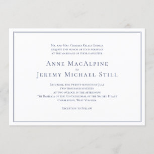 Formal Navy Wedding Invitation with Border