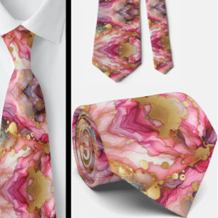 Formal Neck Tie Marble Pink & Gold
