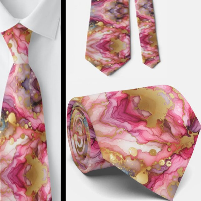 Formal Neck Tie | Marble Pink & Gold (Creator Uploaded)
