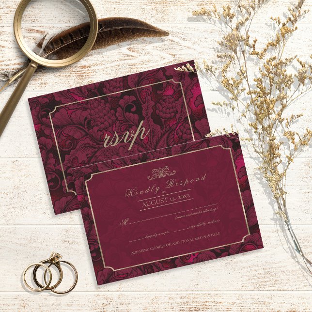 Formal Paisley Burgundy ID767 RSVP Card (Creator Uploaded)