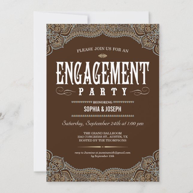 Formal Paisley Engagement Party Invitations (Front)