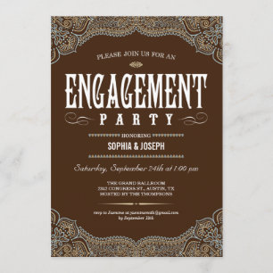 Formal Paisley Engagement Party Invitations
