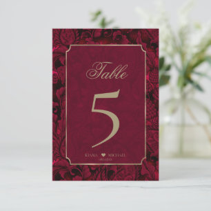 Formal Paisley Table Numbers Burgundy ID767