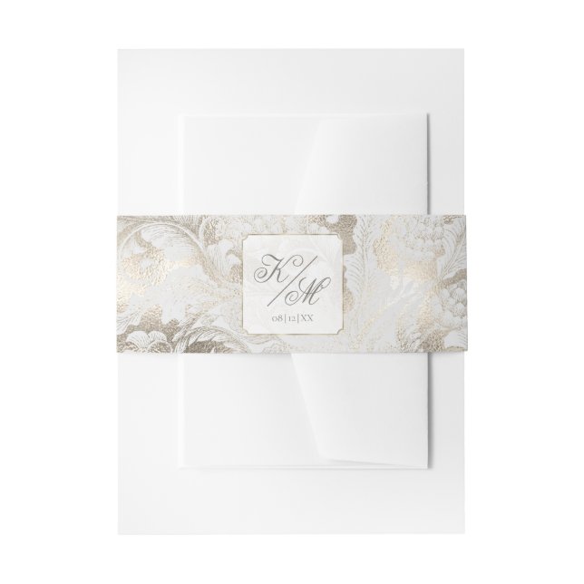Formal Paisley Wedding Champagne ID767 Invitation Belly Band (Front Example)