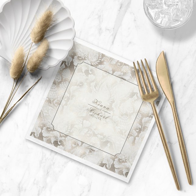 Formal Paisley Wedding Champagne ID767 Napkins (Creator Uploaded)