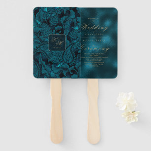 Formal Paisley Wedding Dark Teal ID767 Hand Fan