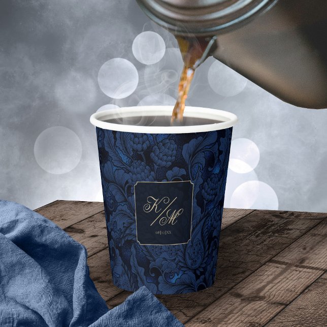 Formal Paisley Wedding Navy Blue ID767 Paper Cups (Creator Uploaded)
