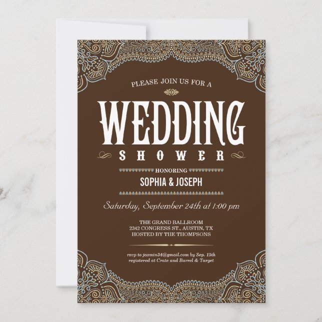 Formal Paisley Wedding Shower Invitations (Front)
