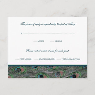 Formal Peacock Feathers RSVP Response Card