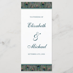 Formal Peacock Feathers Wedding Program Programme