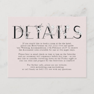 Formal Pink Floral Letters Wedding Enclosure Card