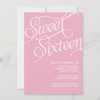 Formal Pink Sweet 16 Invitations