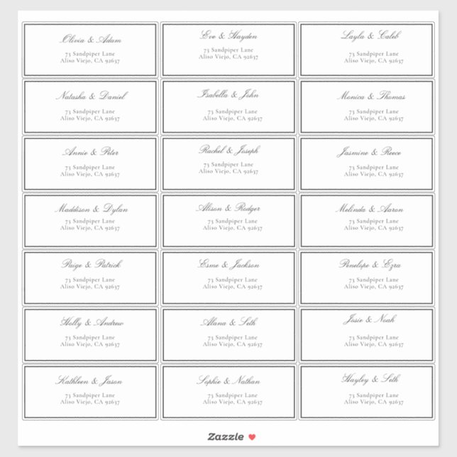 Formal Plum Classic Acrylic Wedding Guest Address (Sheet)
