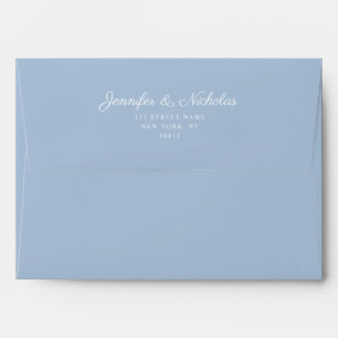 Formal Powder Blue Script Wedding Address Envelope
