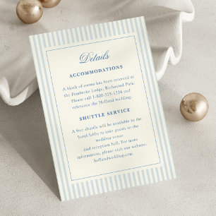 Formal Preppy French Blue Stripes Directions Enclosure Card