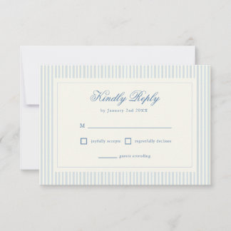 Formal Preppy French Blue Stripes RSVP Card