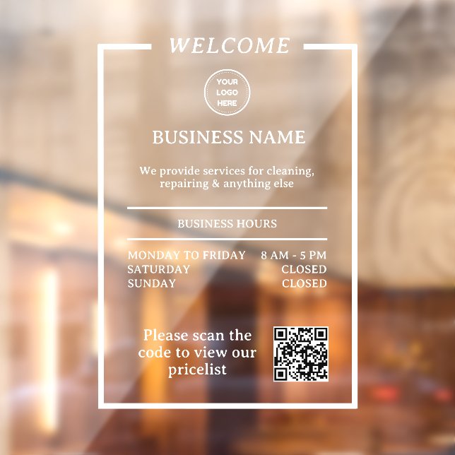 Formal Professional Business Hours QR Code (Sheet 2)