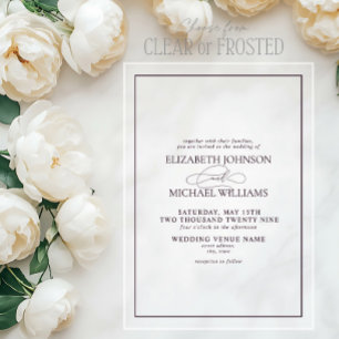 Formal Purple Classic Script Wedding Acrylic Invitations