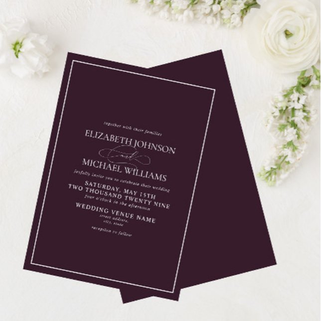 Formal Purple Classic Script Wedding Invitation (Creator Uploaded)