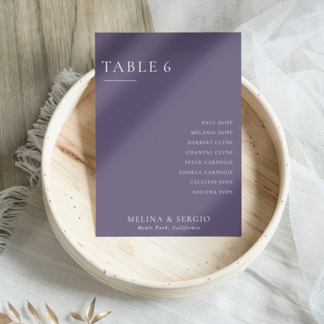 Formal Purple White Wedding Table 6 Seating Chart Invitation (Creator Uploaded)