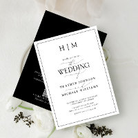 Formal QR Code Black White Monogram Script Wedding