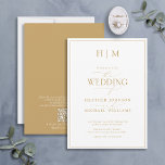 Formal QR Code Gold Monogram Calligraphy Wedding Invitation<br><div class="desc">Are you looking for a modern, formal, and elegant wedding invitation? Look no further than our Elegant Formal QR Code Gold Monogram Calligraphy Wedding Invitation! This beautiful invite features your personalised monogram in gold and your personal details accented with modern hand lettered calligraphy. Plus, on the back there is also...</div>