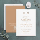 Formal QR Code Terracotta Monogram Script Wedding Invitation<br><div class="desc">Are you looking for a modern, formal, and elegant wedding invitation? Look no further than our Elegant Formal QR Code Terracotta Monogram Calligraphy Wedding Invitation! This beautiful invite features your personalised monogram in terracotta and your personal details accented with modern hand lettered calligraphy. Plus, on the back there is also...</div>