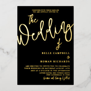 Formal Real Gold Calligraphy Wedding Foil Invitat