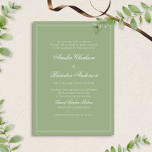 Formal Real Sage Green Border Script Wedding