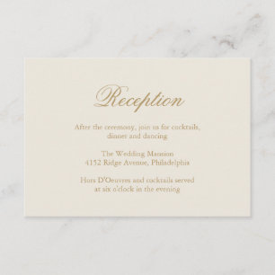 Formal Reception Neutral Gold Ivory Wedding Enclosure Card
