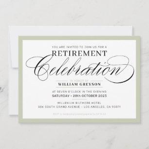 FORMAL RETIREMENT PARTY modern fancy sage green Invitation