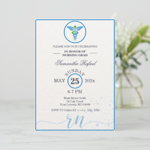 Formal Royal Blue Nursing Graduate Class of 2026 Invitation