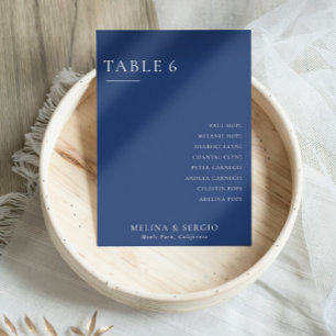 Formal Royal Blue Wedding Table 6 Seating Chart Invitation