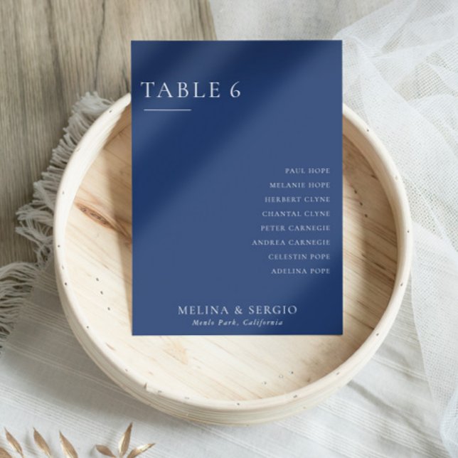 Formal Royal Blue Wedding Table 6 Seating Chart Invitation (Creator Uploaded)
