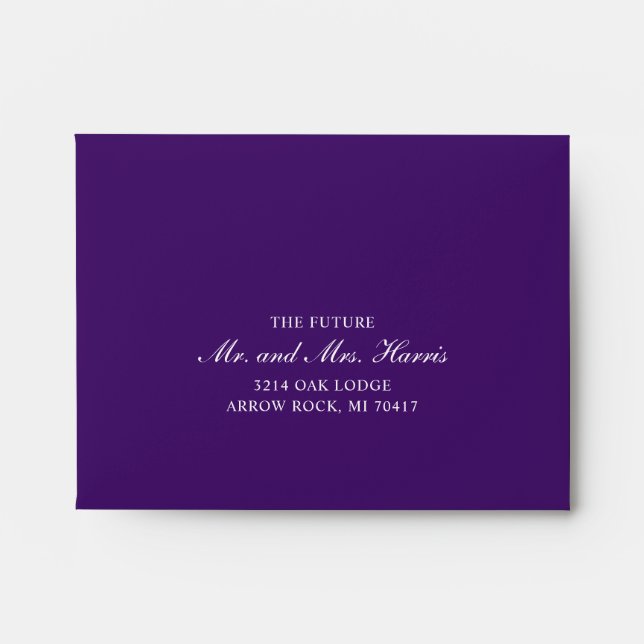 Formal Royal Purple Self Addressed Wedding RSVP Envelope (Front)