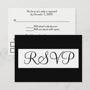 Formal RSVP Wedding Black White Card