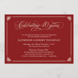 Formal Ruby 40th Anniversary Invitations