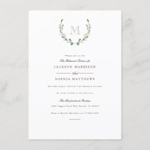 Formal & Rustic Greenery    Initial Wedding Invite