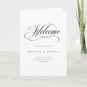Formal Script Black & White Folded Wedding Programme