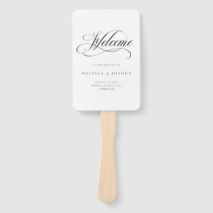 Formal Script Black & White Wedding Hand Fan