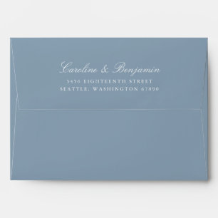Formal Script Elegant Return Address Dusty Blue Envelope