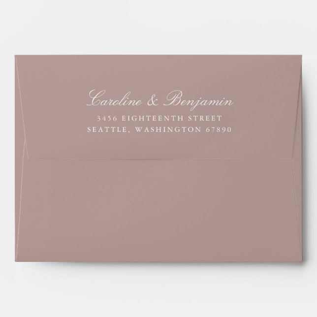 Formal Script Elegant Return Address Dusty Mauve Envelope (Back (Top Flap))
