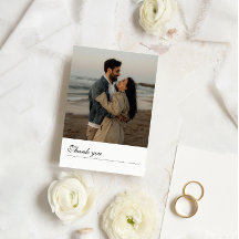 Formal Script Message Photo Wedding Thank You Card