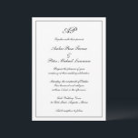 Formal Script Monogram Black White Elegant Wedding Invitation<br><div class="desc">Traditional style Wedding Invitation featuring a simple design in classic black and white with your monogram at the top along with your wedding details in an elegant script surrounded by a border. The colour may be changed to any colour you wish by clicking the "customise" button. This Wedding Invitation with...</div>